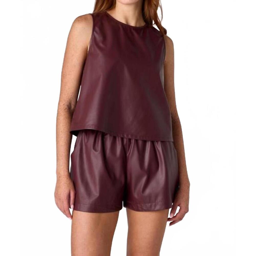 NEW CROSBY BY MOLLIE BURCH vegan leather cailan shorts in fig